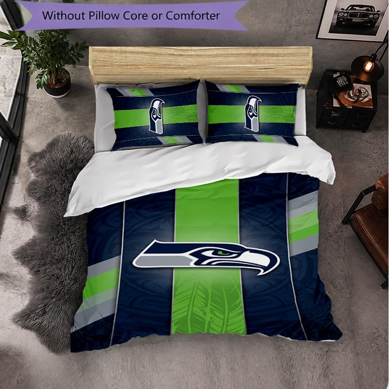 Seattle Seahawks Pattern Microfiber 3Pcs Bedding Set Decor Duvet Cover Set For Bedroom Home Use
