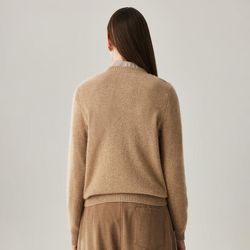 Zhaojun Women's 100% Cashmere Thick Round Neck Cardigan