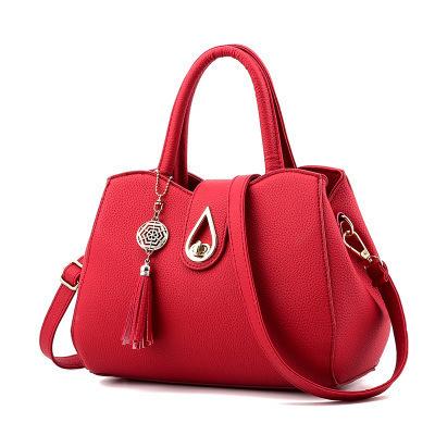 [Women s bag] New mother bag large-capacity fringed handbag shoulder messenger bag simple and versatile бордовый