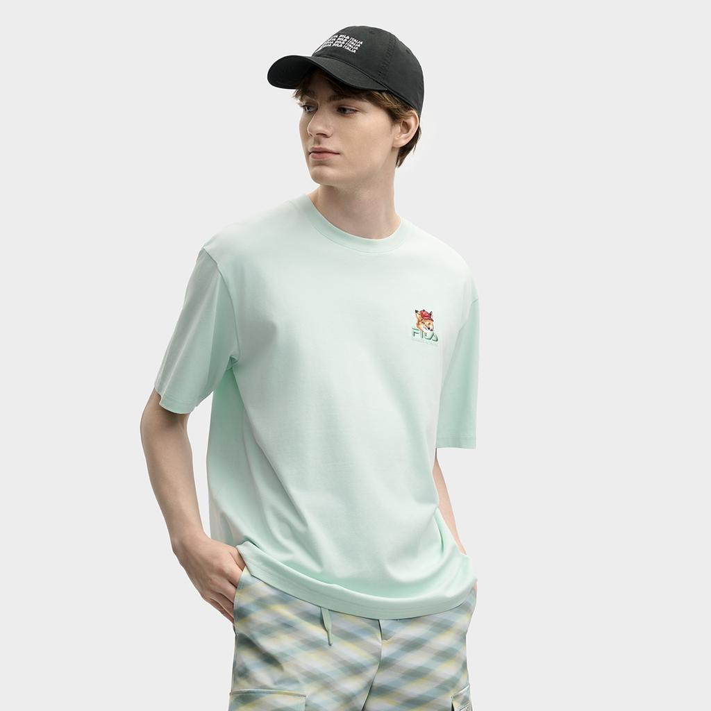 Fila X Maison Kitsune Fox T-Shirt Colorful Fox Dopamine Style Fashion Trendy Comfortable Casual Short Sleeve T-Shirt Unisex Tops F11U529101F-LG