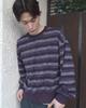 SILENTSYLLABLE Grain Stripe Pullover Knit / Purple