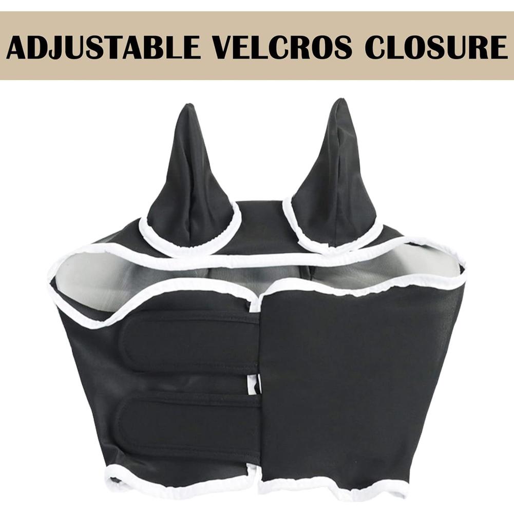 Mască de față pentru cal, respirabilă, anti-zbură, elastică, tricotată, mască de plasă, măști de protecție pentru urechi, echipament de călărie