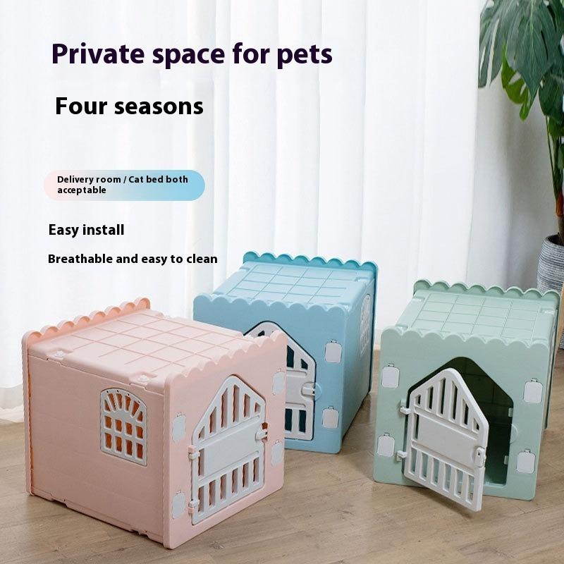 All-Weather Semi-Closed Plastic Pet House Waterproof Indoor Cat Bed Puppy Shelter Rainproof Dog Kennel for Kittens