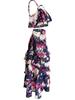European & American Women's Resort Style Two-Piece Set: Printed Camisole Top with Layered Long Skirt. Perfect for Beachside Holidays.