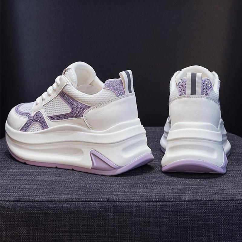 

Женские новые одинарные сетчатые повседневные модные легкие универсальные туфли на толстой подошве в стиле маленького аромата, спортивные туфли-папы 40 фиолетовый