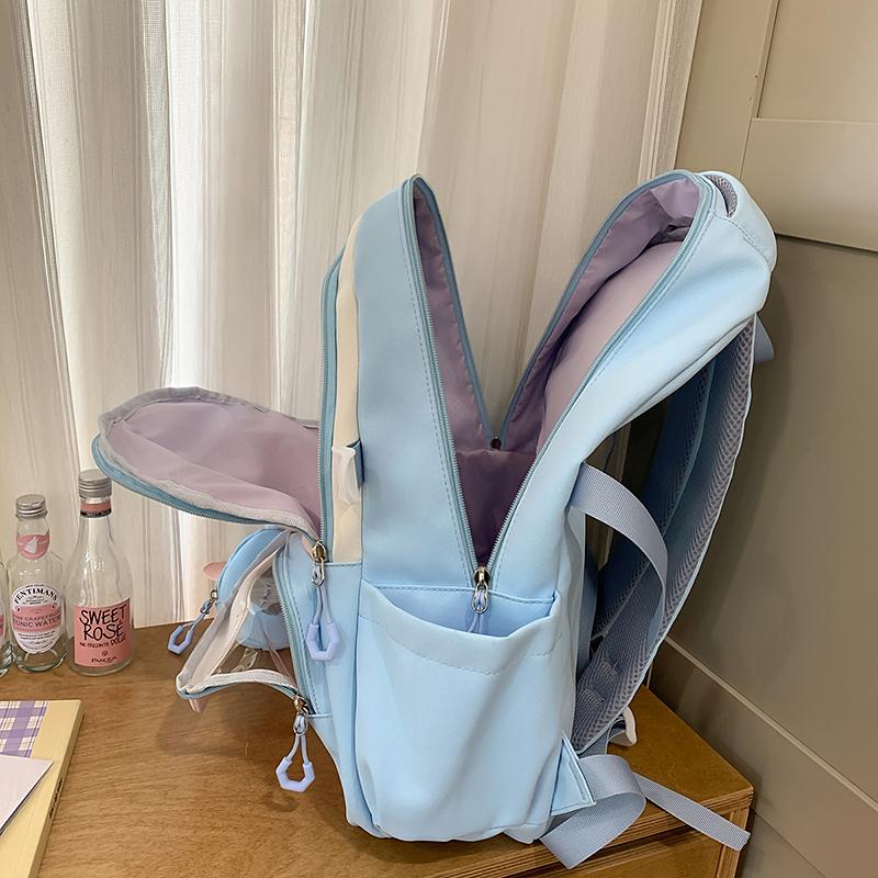 Large Capacity Junior Senior High School Schoolbag Women's Cartoon Color Contrast Backpack