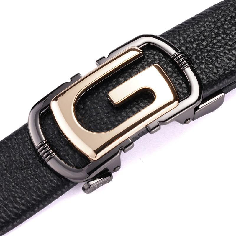 Men'S Belt Leather High-End Business Belt First Layer Cowhide Casual Versatile Automatic Buckle Belt Men