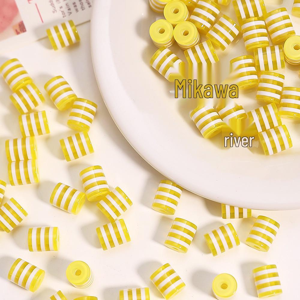 Rainbow Stripe Resin Beads - Macaron Color Blocking DIY Bracelet & Phone Strap Accessories