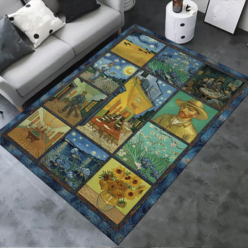 

2025 New Famous Paintings Collage Carpet Rug for Living Room Bedroom Home Sofa Decoration,Kids play Non-slip Floor Mat05 40x60cm( 15x23in )