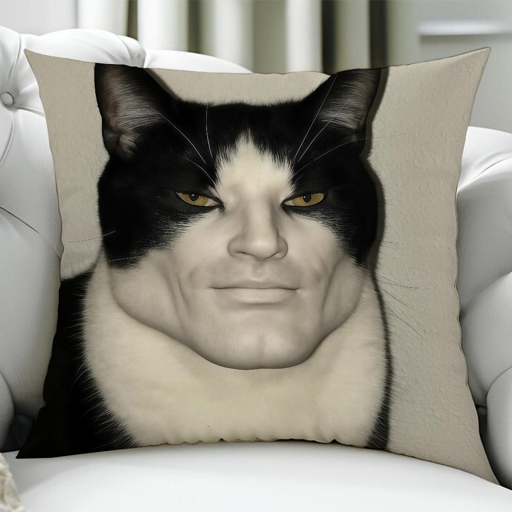 Cat Funny Meme cushion cover Birthday Anniversary Gifts Double Sided Printed Zipper Cushion Cover Soft Skin Bedding