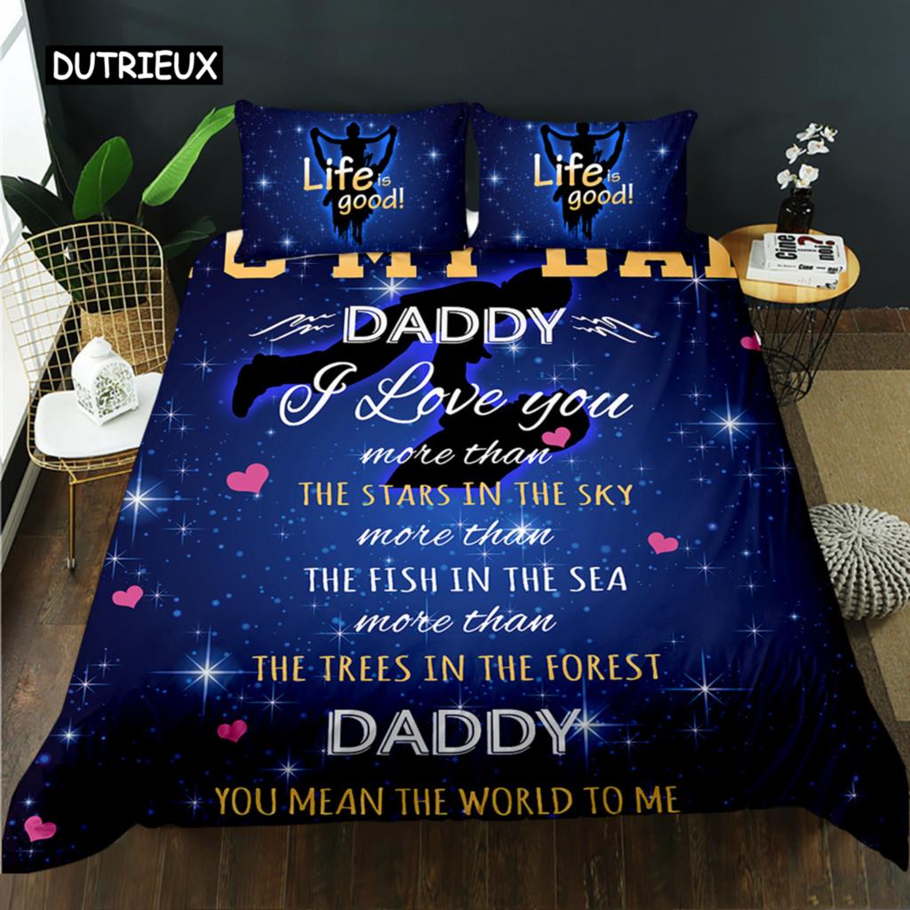 Vatertag Bettbezug Set Queen Einzel Doppelgröße Brief an Vater Bettwäsche Set Mikrofaser Vatertagsgeschenk Twin Bettdeckenbezug
