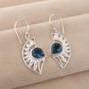 London Blue Topaz Gemstone Silver Pretty Earring 1.5" 925 Sterling Silver Women Jewelry For Birthday Gift CE-26-6