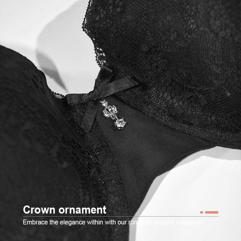Damski Zestaw Koronkowej Bielizny Plus Size z Fiszbinami, Seksowny Push-up i Oddychający, na Duży Biust, Mała Bielizna