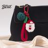 Santa Claus Bag Charm Christmas Charm Crochet Keychain Pendant with Knitted Holiday Embellishments Faux Leather Star Xmas Hanging Decor for