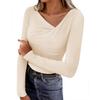 Women's Long-Sleeve Asymmetrical V-Neck Top
