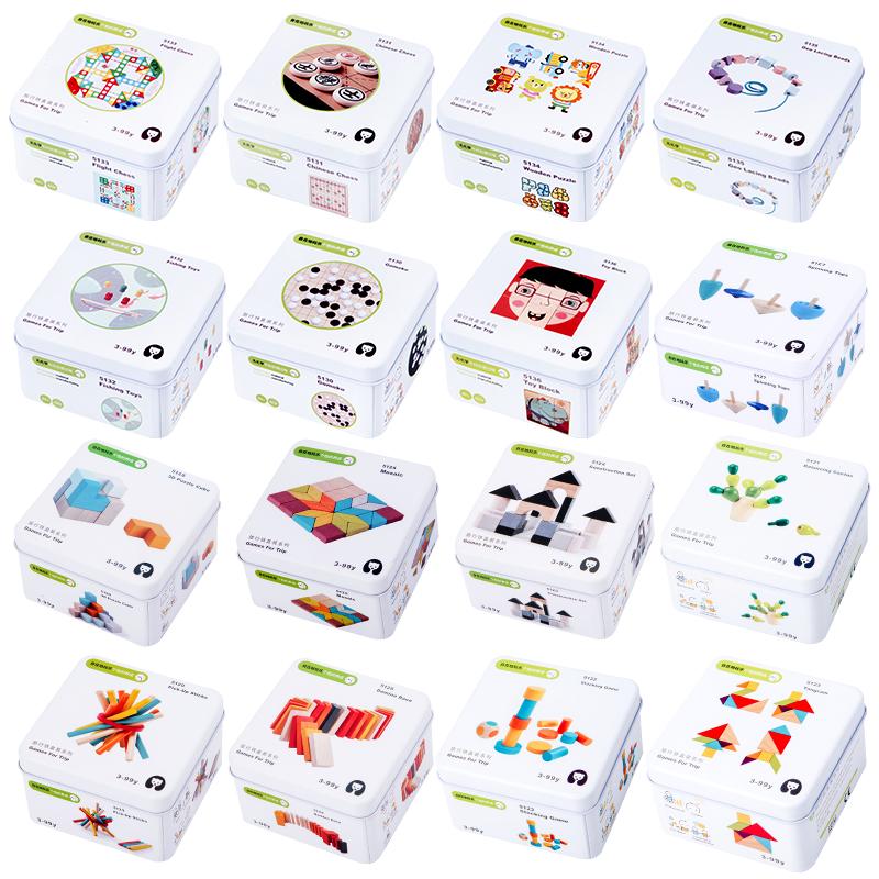 Montessori Travel Geometry Blocks Game Animal Wooden Toy Different Themes Jigsaw Puzzles 50