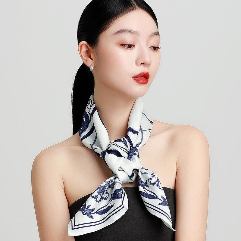 New 100% Mulberry Silk Double Sided Double Color Handmade Curled Silk Scarf with Versatile Design and Temperament for Women