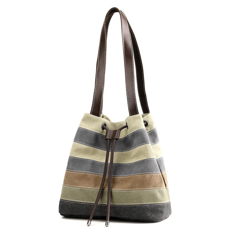 Große Schultertasche aus Canvas in Kontrastfarbe für Damen