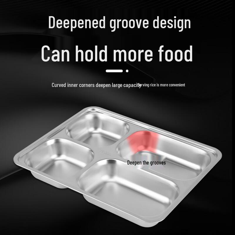 304 Stainless Steel 5-Compartment Divided Meal Tray