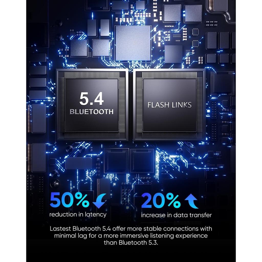 Open Ear Headphones Bluetooth 5.4 Air Conduction Wireless Earbuds Extra Bass 48H Playtime Earphones 3 EQ Modes, ENC Mic, IPX5 Fit for Workout Running