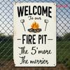 Welcome Camp Rustic Iron Wall Sign 20x30 cm, High Quality 2D Flat Metal Poster for Home