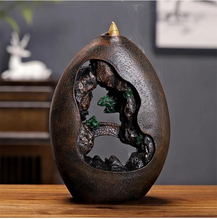 Furniture Ornaments Big Size Backflow Incense Burner Resin Incense Holder Buddhist Supplies for Home Decor Large Christmas Gift