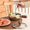 Heat Resistant Wood Handle Cooking Bowl Stainless Steel Pot Suitable For Oil Splashing And Practical Storage