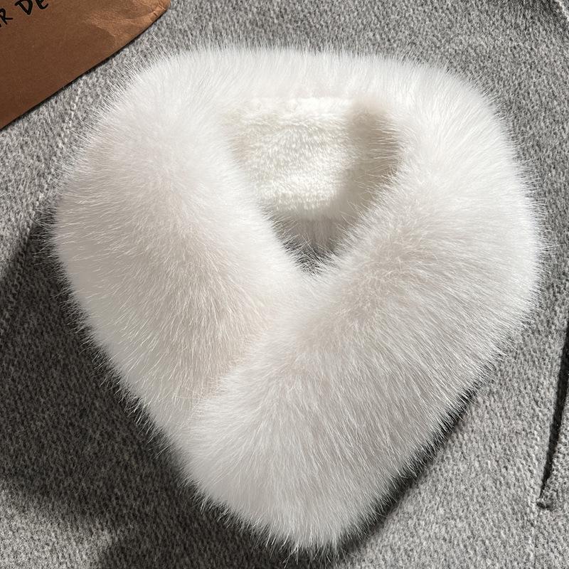 Fox Otter Rabbit Fur Scarf Collar Set: Versatile, Fashionable Magnetic Buckle for Neck Protection and Warmth - Women's Winter Accessory.
