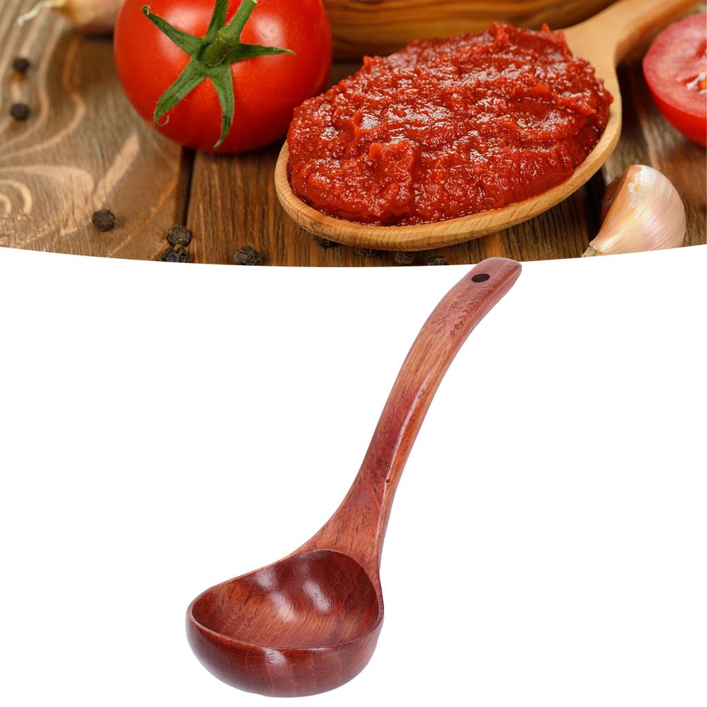 Wooden Spoon Multipurpose   Handle Wood Porridge Ladle for Kitchen Restaurant