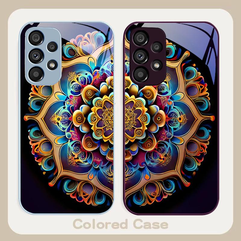 Abstract Flower Green For Samsung Galaxy S23 U Ltra 24 Plus S20 21 FE S25 Ultra A70 A72 73 51 52 53 Tempered Glass Phone Case