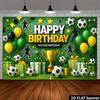 [2D] Flat - [2D] Flat Soccer-Themed Birthday Backdrop Soccer Goal  Gold Trophy  Soccer Decorations