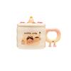 Birthday gift girls creative ceramic mug with lid cute cake student water cup