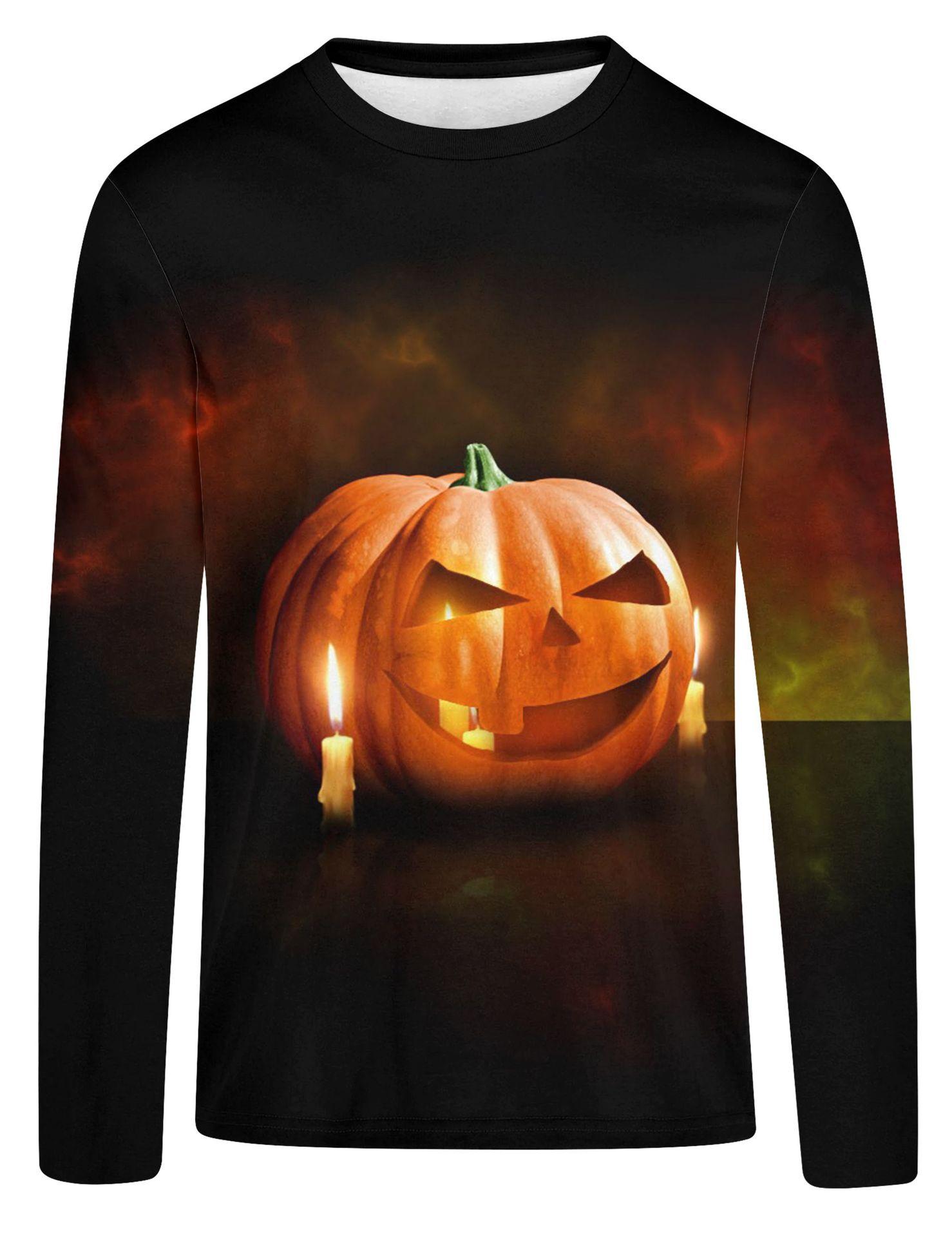 

Весна Осень Плюс Размер Мужская 3D Цифровой Печатный Топ Хэллоуин Ночь Длинные Рукава Футболка Мужская Повседневная Свободная Футболка 6XL