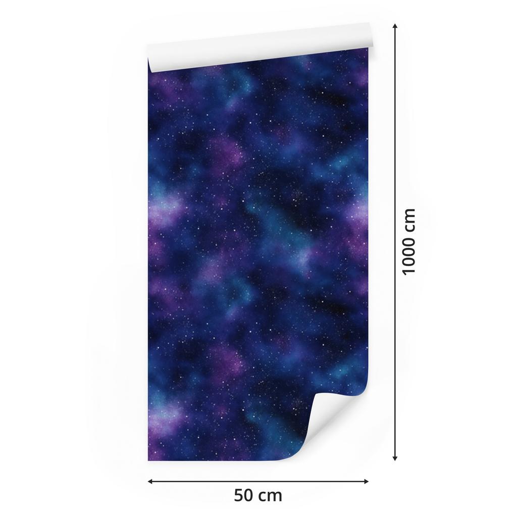 Navy blue and blue watercolor galaxy wallpaper, soft shapes 50x1000