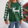 Podzim Zima Vintage Volný Dlouhý rukáv Top Potisk Cardigan Pletené zboží Vánoční svetr s výstřihem