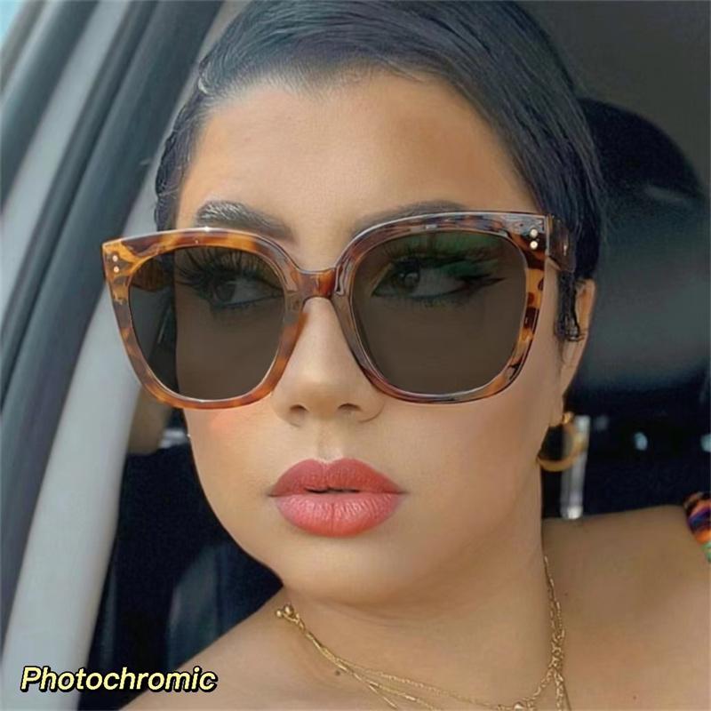 New Brand Fashion Oversize Square Glasses Women Frame Photochromic Anti Blue Light Computer Reading Eyeglass