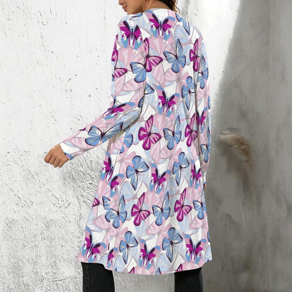 Plus Size Women Long Sleeve Open Front Loose Outerwear Casual Fashion Cardigan Jacket