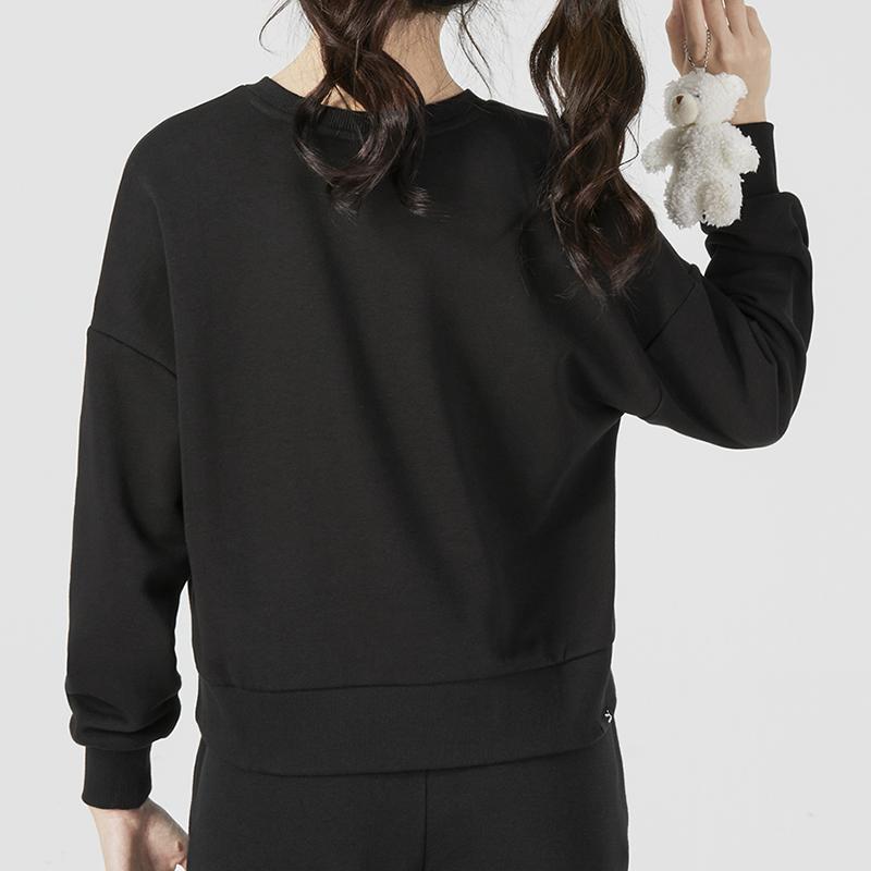 Puma Simple Letter Logo Printed Round Neck Pullover Sweatshirt Women sweatshirt Black 537357-01