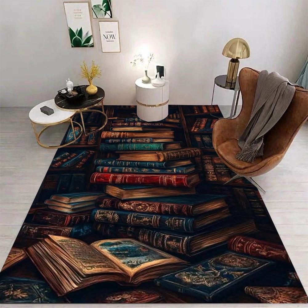 Vintage Secretary Flower Carpet Mysterious Ancient Book Anti Slip Carpet Suitable for Bedroom Living Room Home Decoration Carpet