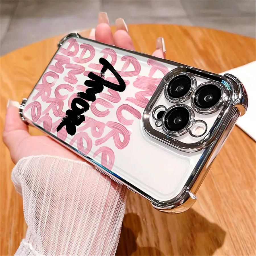 Creative Stylish English Letters Case for Apple iPhone 17 Pro Max 11 13 15 16e Air 14 12 Plus 16 Pro Phone Cover