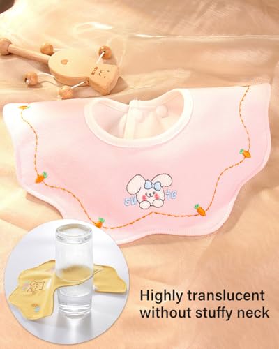 2PCS Baby Bibs, Ultra Soft Absorbent Waterproof Drool Bibs with Snap Button for Boys Girls Infants Toddlers (Pink + Yellow)