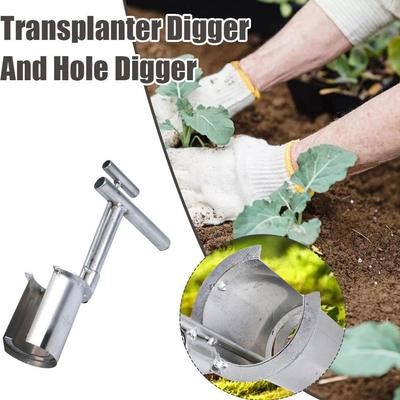 Transplanteur de jardin portable en baril Acier inoxydable Creuser Plantules Artefact Perforateur agricole Plantation en serre