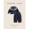 Insbobo Boys' Suit 2025 Winter New Style Children's Sweater Stylish Winter Clothing Baby Handsome New Year Clothes