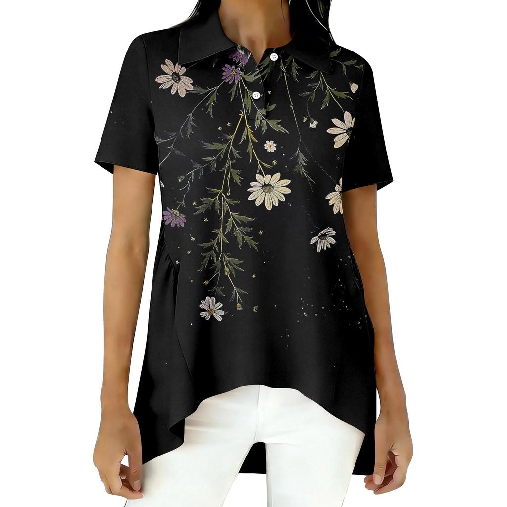 Women's Fashion Casual Short Sleeve Floral Print Top