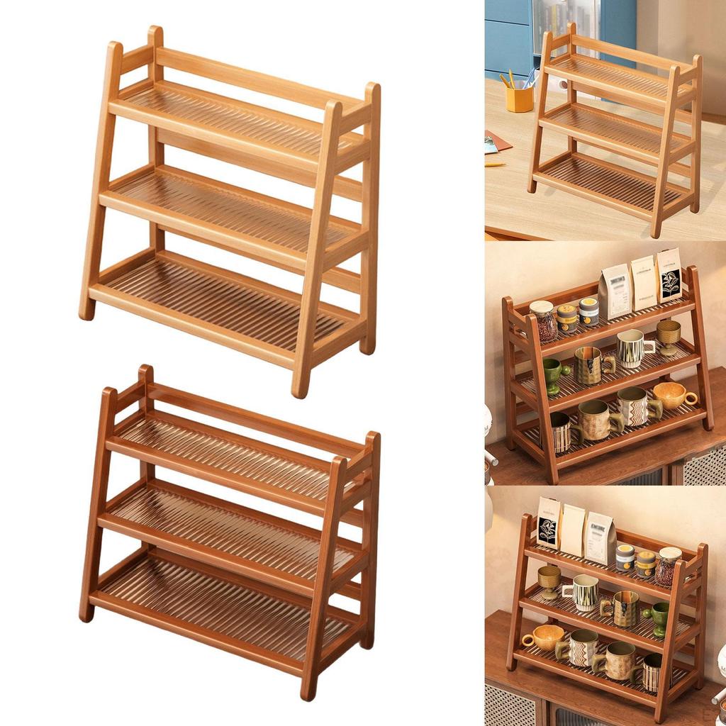Bamboo Coffee Organizer Stand for Syrup And Mug Display On Kitchen Counter