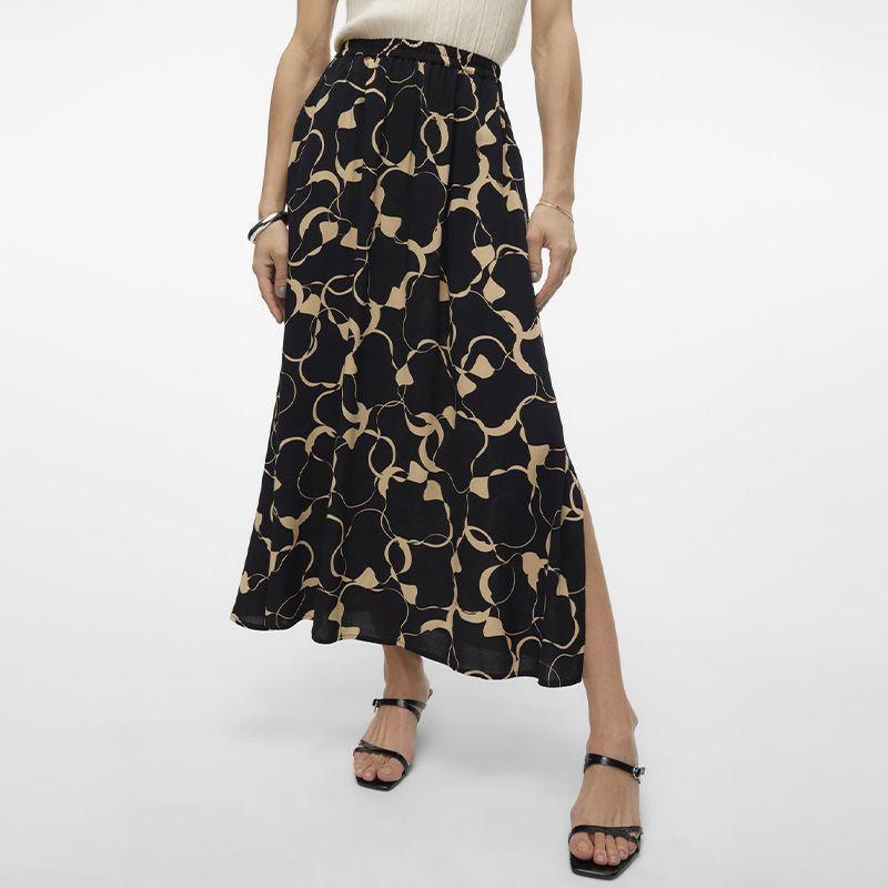 Jupe longue à motif taille élastique avec fente latérale Femme VERO MODA