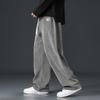 Men's Corduroy Wide Leg Pants Casual Letter Patch Drawstring Waist Streetwear Bottoms