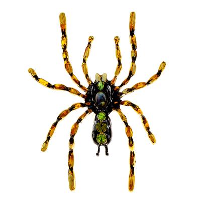New Enamel Large Poisonous Spider Brooch Rhinestone Exaggerated Coloful Insect Pin 5 Colors Available Alloy Material