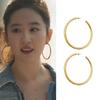 2024 European & American Minimalist Gold-Tone C-Shaped Hoop Earrings for Women