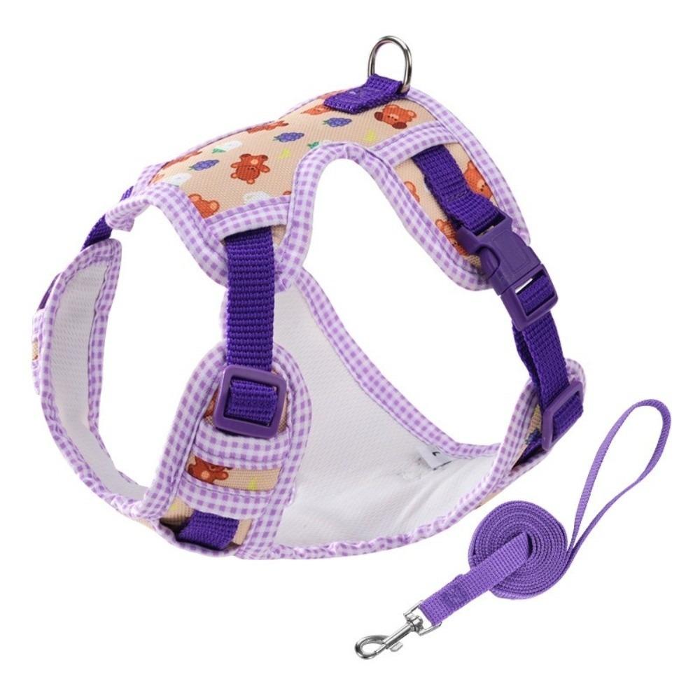 

Cartoon Pattern Dog Harness Leash Set Escape-Proof Dog Chest Strap Dog Harness Vest Daily Use XL фіолетовий